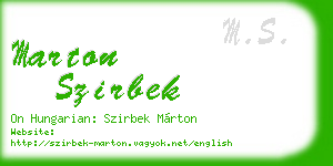 marton szirbek business card