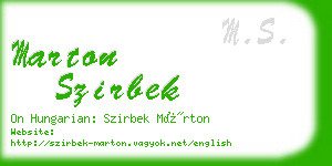 marton szirbek business card